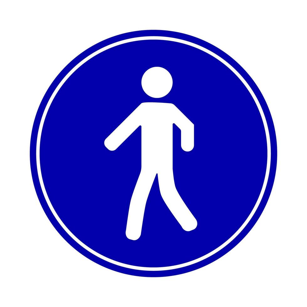 Pedestrians move use mandatory path sign. vector