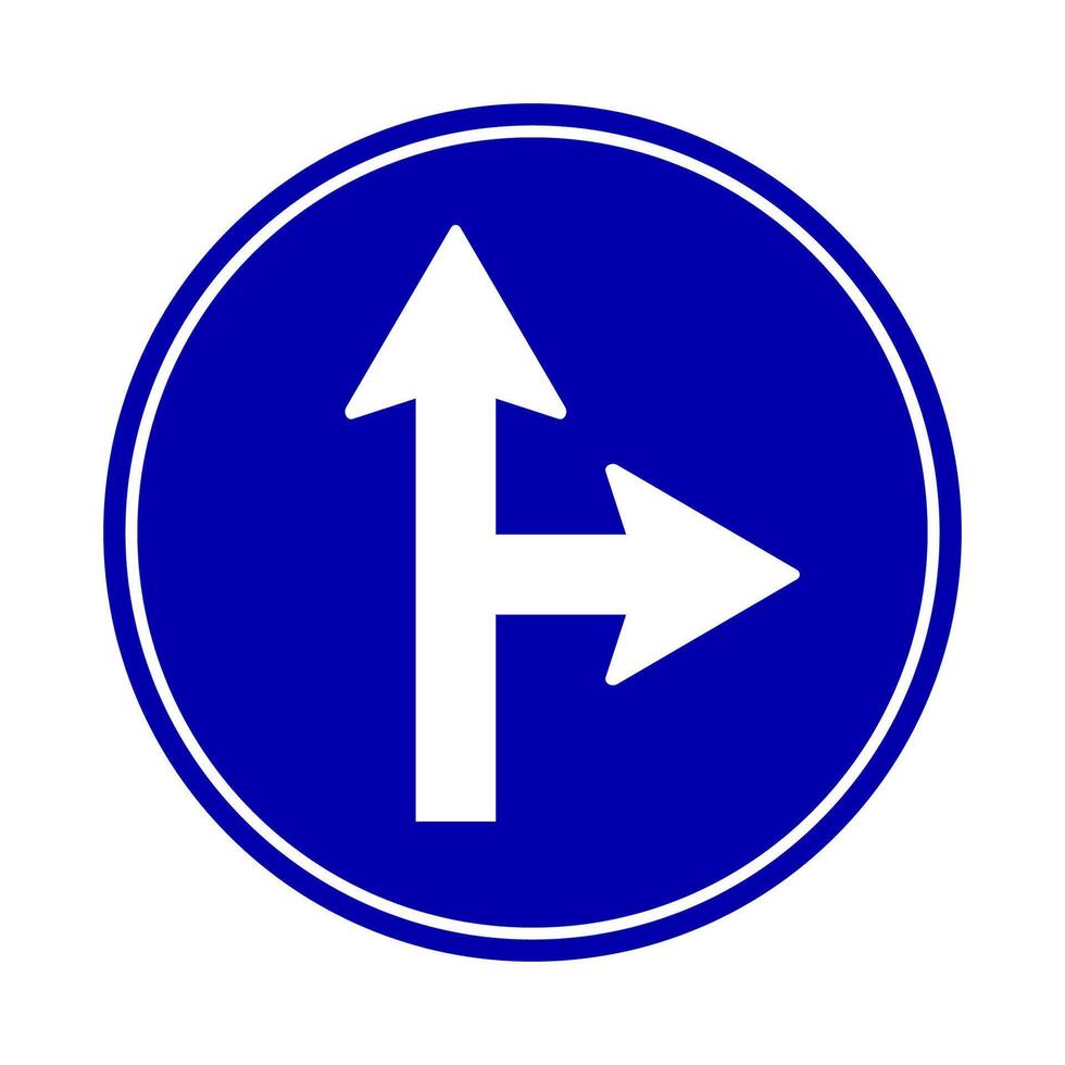 Driving straight ahead or turning right mandatory sign vector