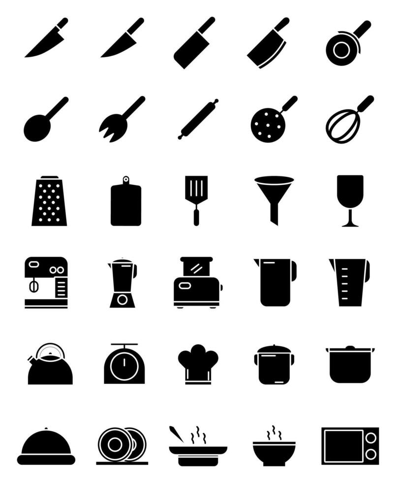 Kitchen set icon and symbol isolated on white background. vector