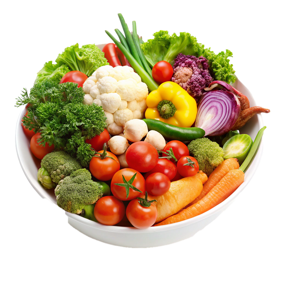 Colorful Bowl of Fresh Vegetables Ready for Cooking png