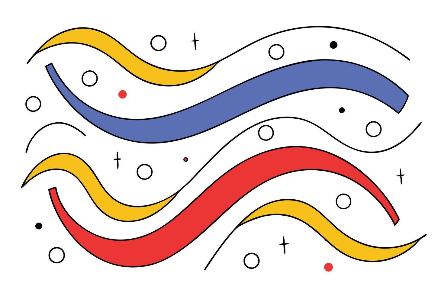 Abstract Colorful Waves Red, Yellow, Blue Curves Design vector