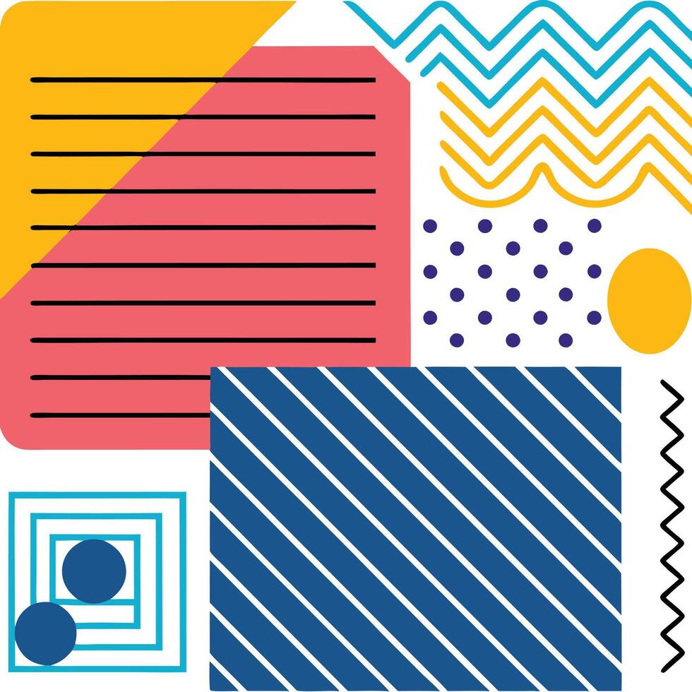 Abstract Geometric Shapes Colorful Lines, Patterns, and Dots vector