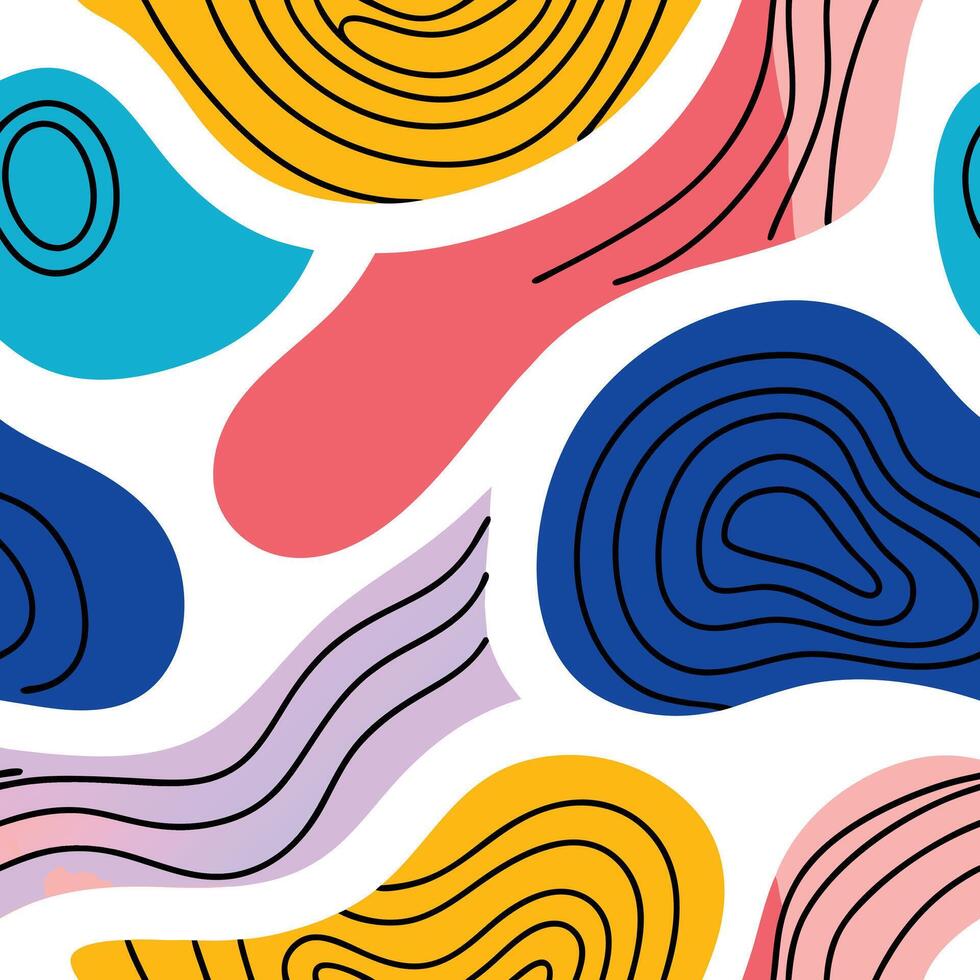 Abstract Colorful Organic Shapes Seamless Pattern Design vector