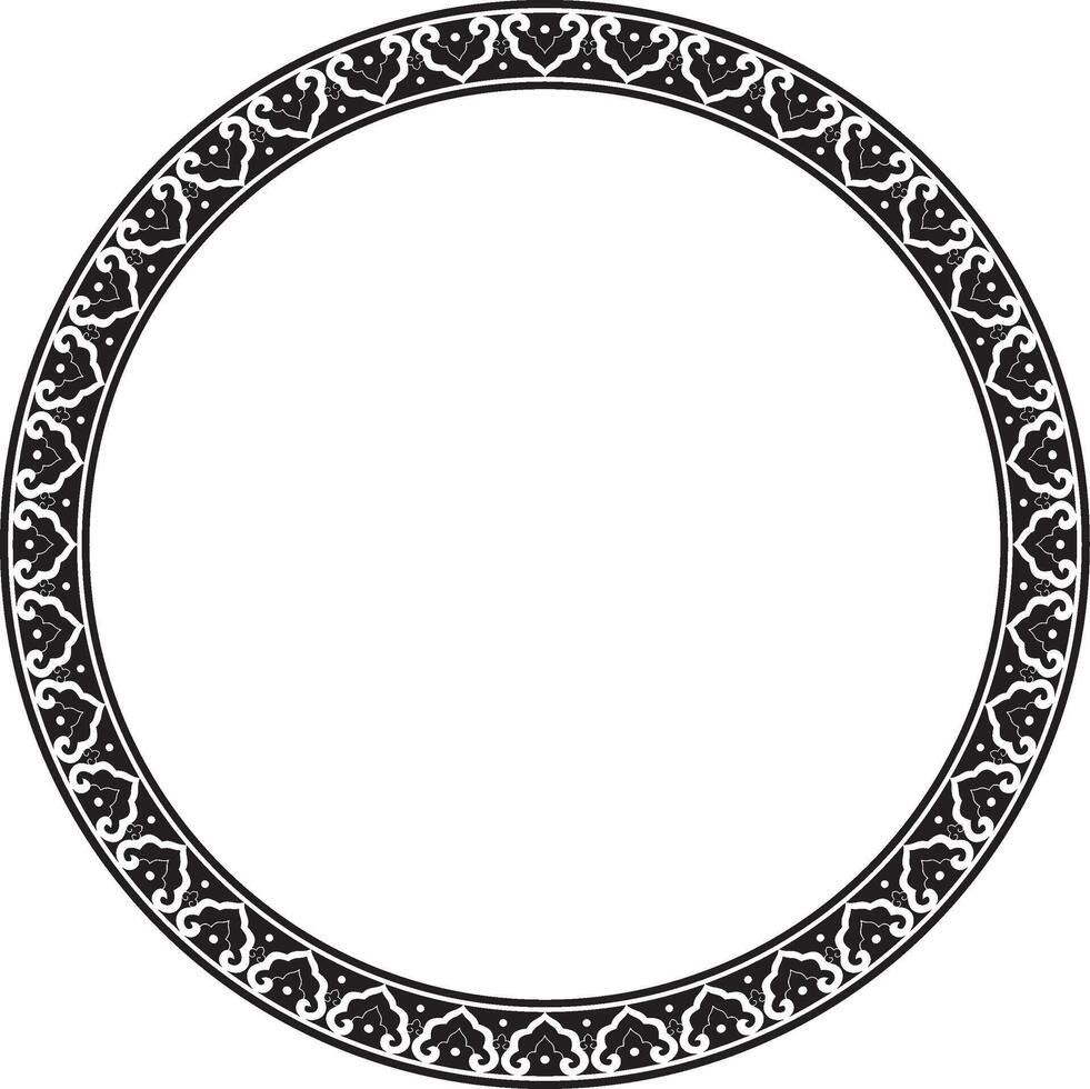 black monochrome frame, border, Chinese ornament. Patterned circle, ring of the peoples of East Asia vector