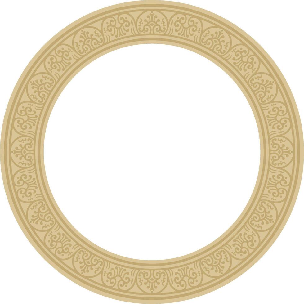 round gold border, frame, Pompeii ring. Circle Neopolitan ornament. Art of Rome. vector
