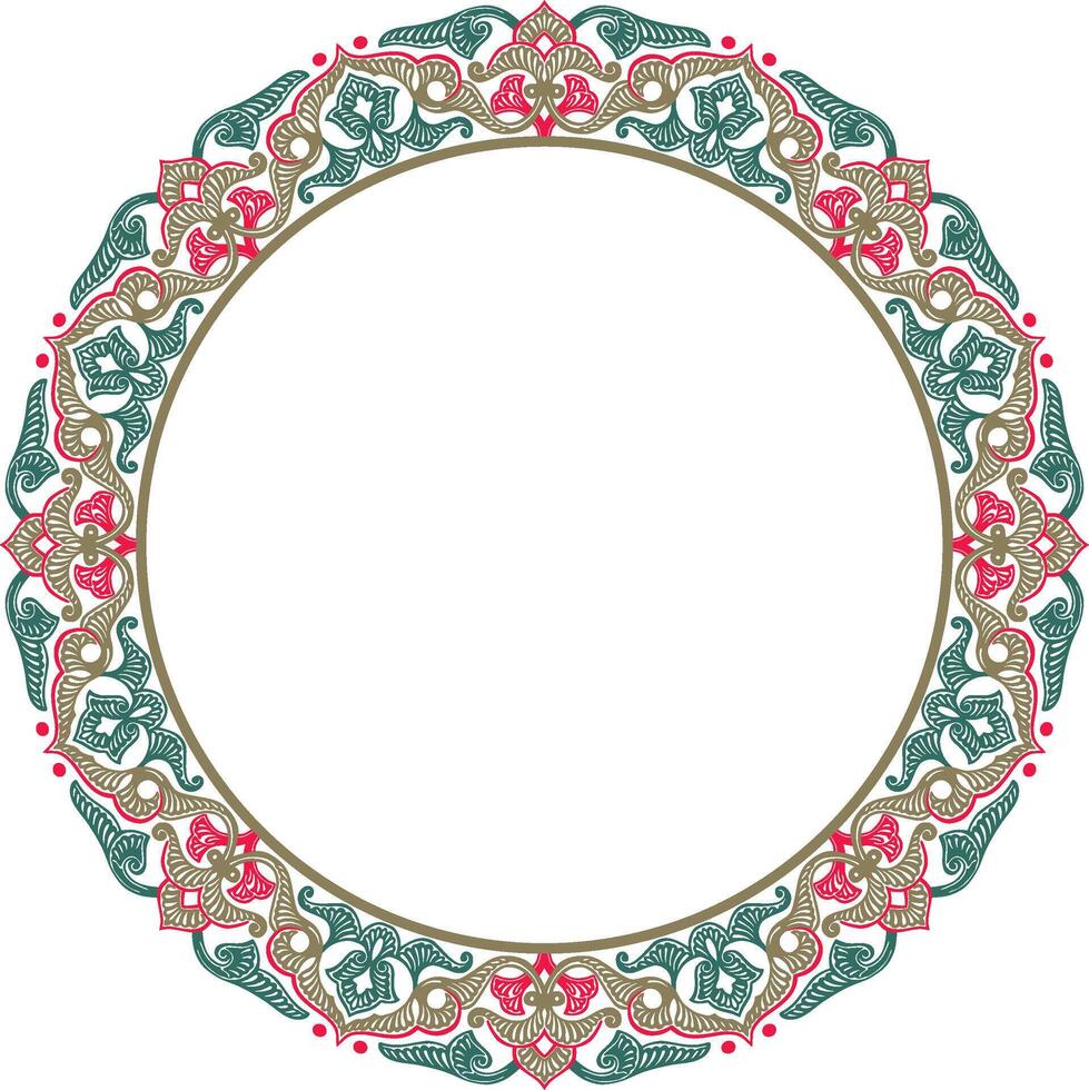 colored round oriental ornament. Arabic patterned circle of Iran, Iraq, Turkey vector