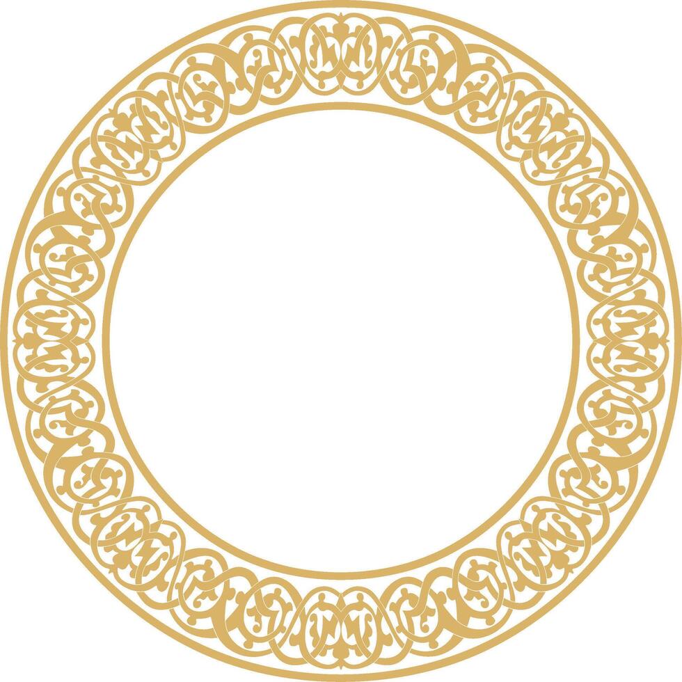 golden round oriental ornament. Arabic patterned circle of Iran, Iraq vector