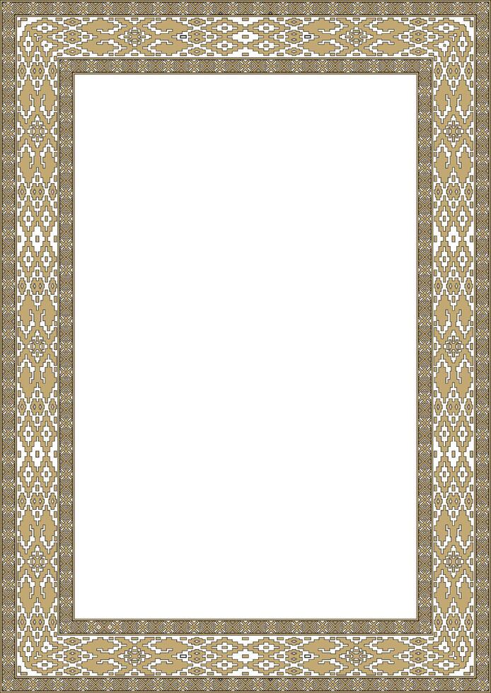 gold and black square Belarusian national ornament frame. Ethnic pattern rectangle of Slavic peoples vector
