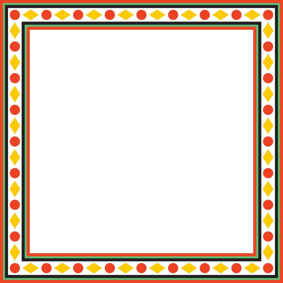 square colored ancient Russian ornament. Slavic rectangle, border, frame vector