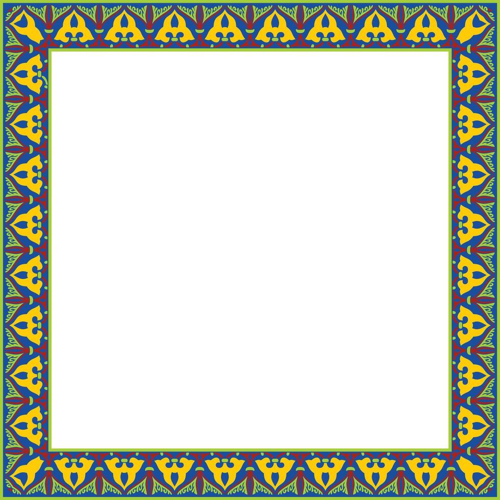 colored arabic national square ornament. Ethnic rectangle, frame of east vector
