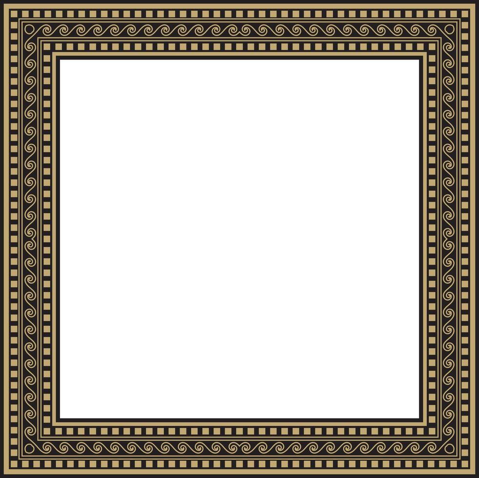 gold and black classic Greek square ornament. Rectangle of Ancient Greece and Roman Empire vector