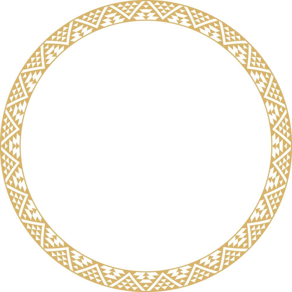 round golden border ornament. Native American framework, circle. vector