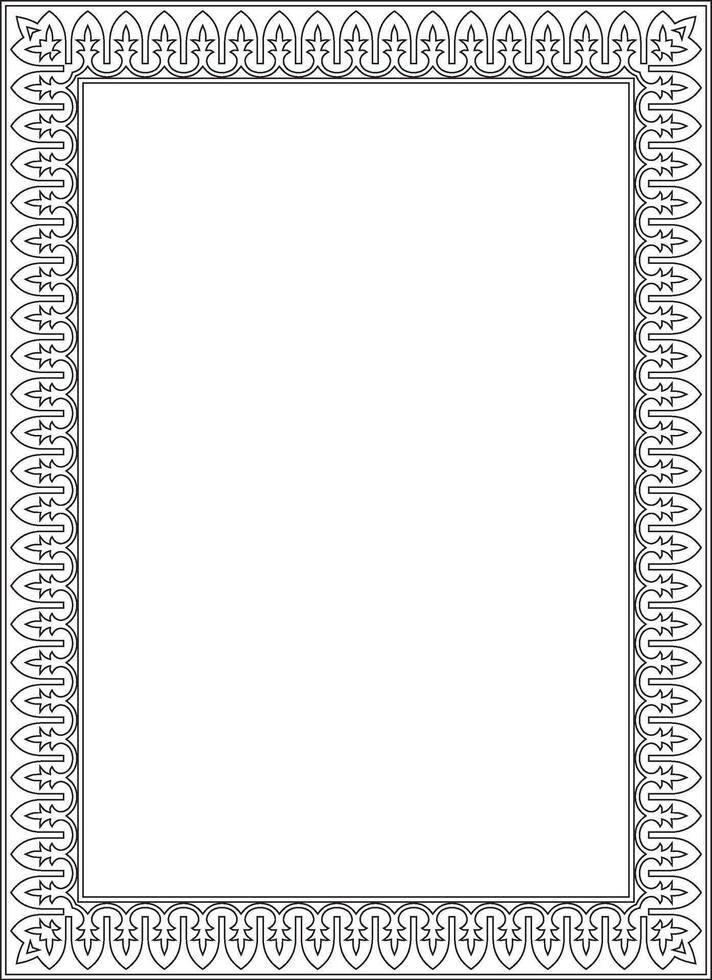 square contour black national Persian ornament. Rectangle, frame, border, ethnic pattern vector