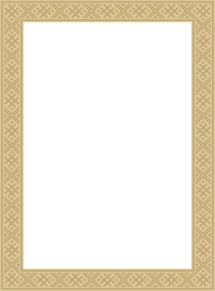 golden square belarusian national ornament frame. Ethnic pattern rectangle of Slavic peoples vector