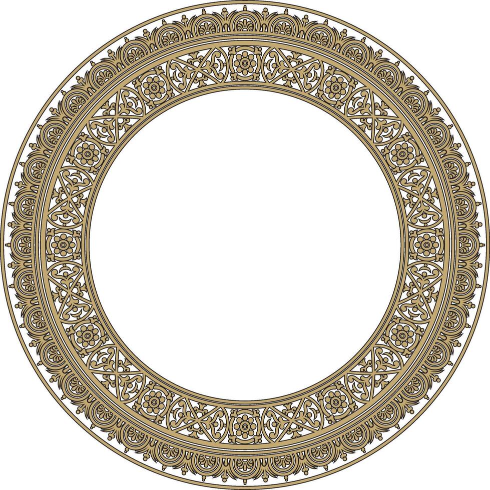 round gold with black border, frame, Pompeii ring. Circle Neopolitan ornament. vector