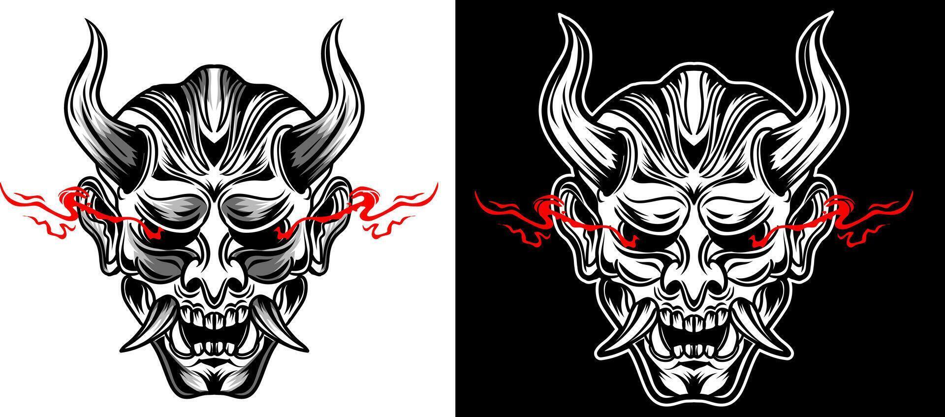 Oni Japanese mask illustration vector