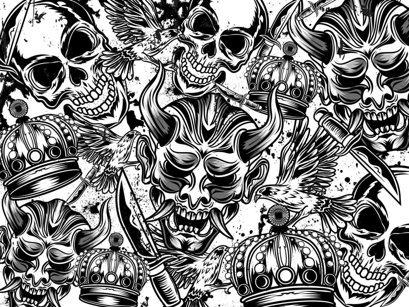 Graffiti Tattoo Background monochrome theme vector