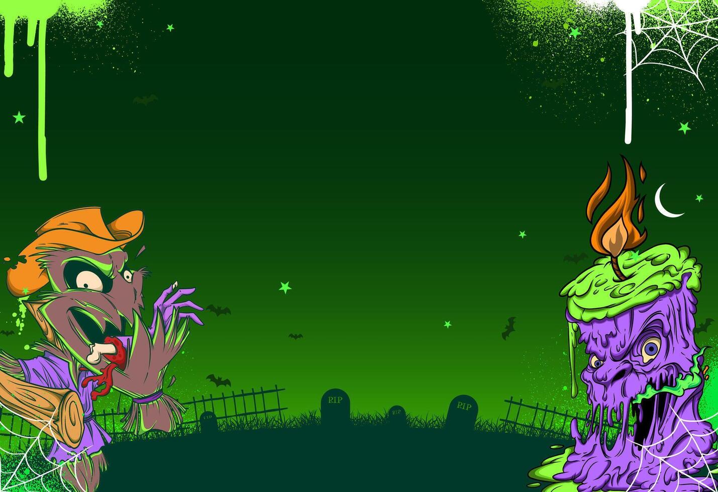 Monster Candle Halloween background in graffiti style vector