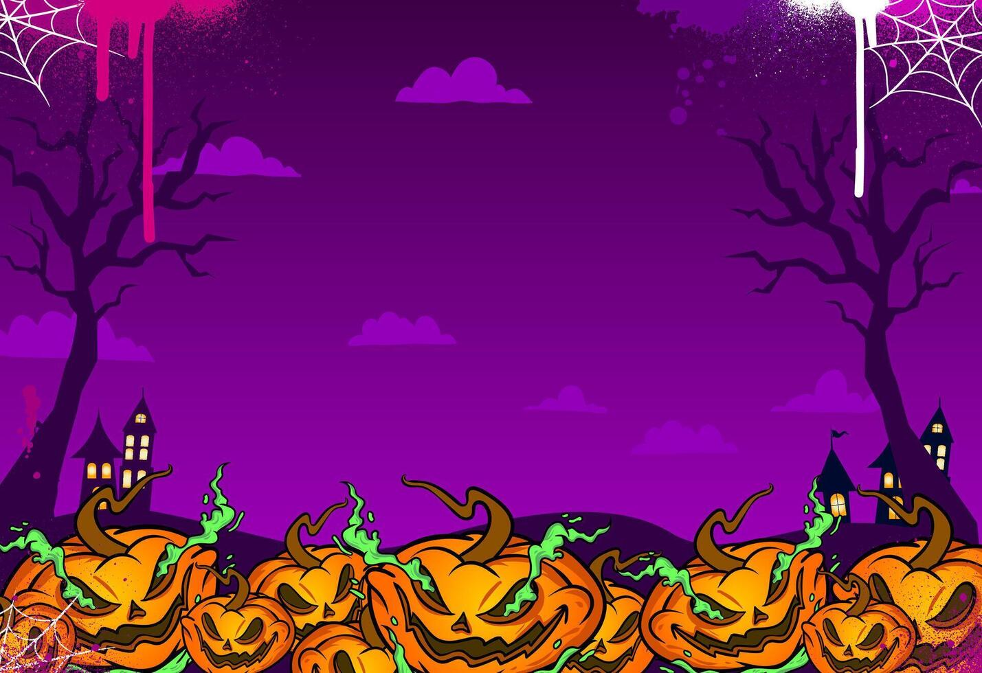Pumpkin Halloween background in graffiti style vector