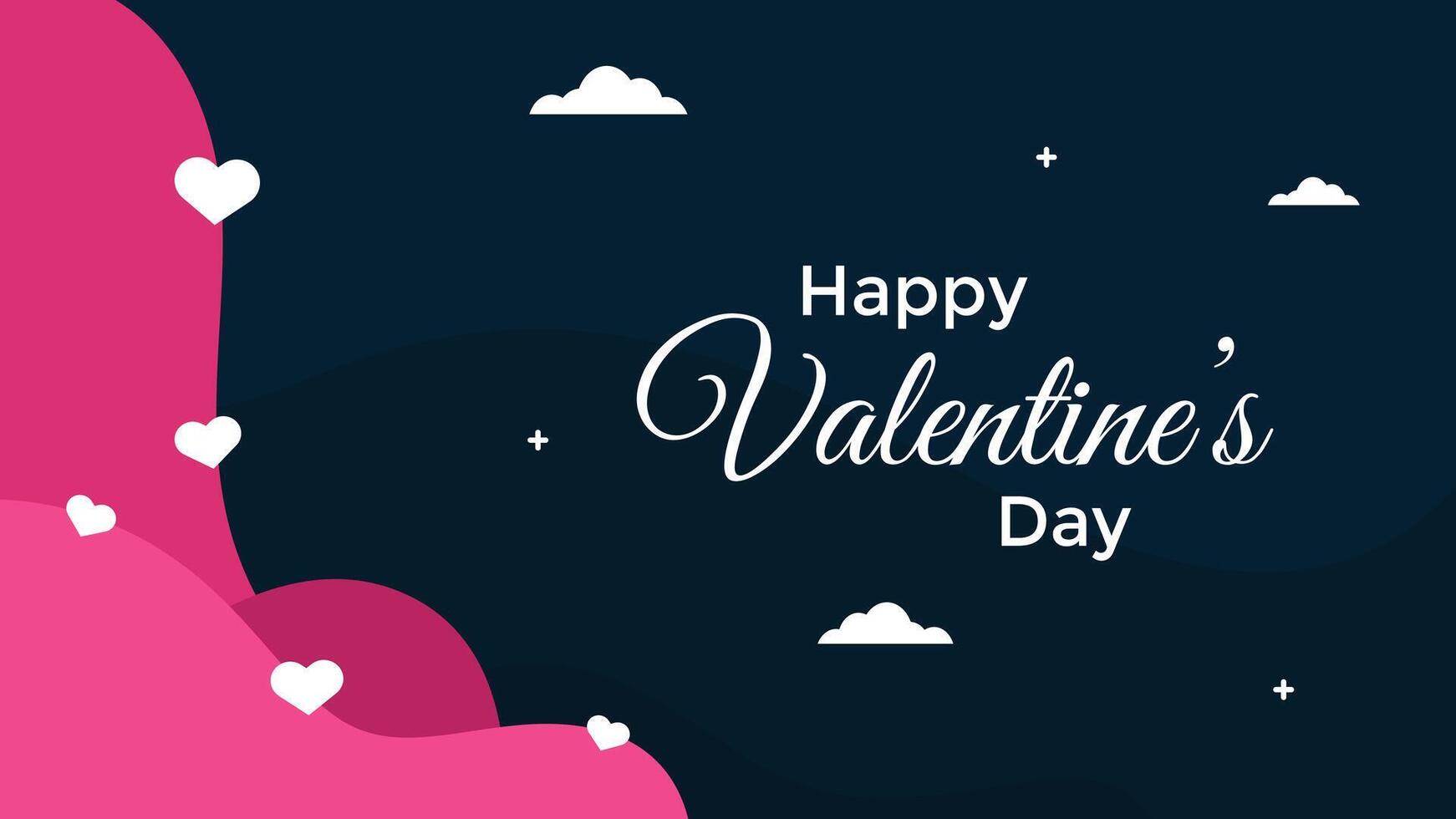 Simple and minimalist valentine greeting on dark blue background vector