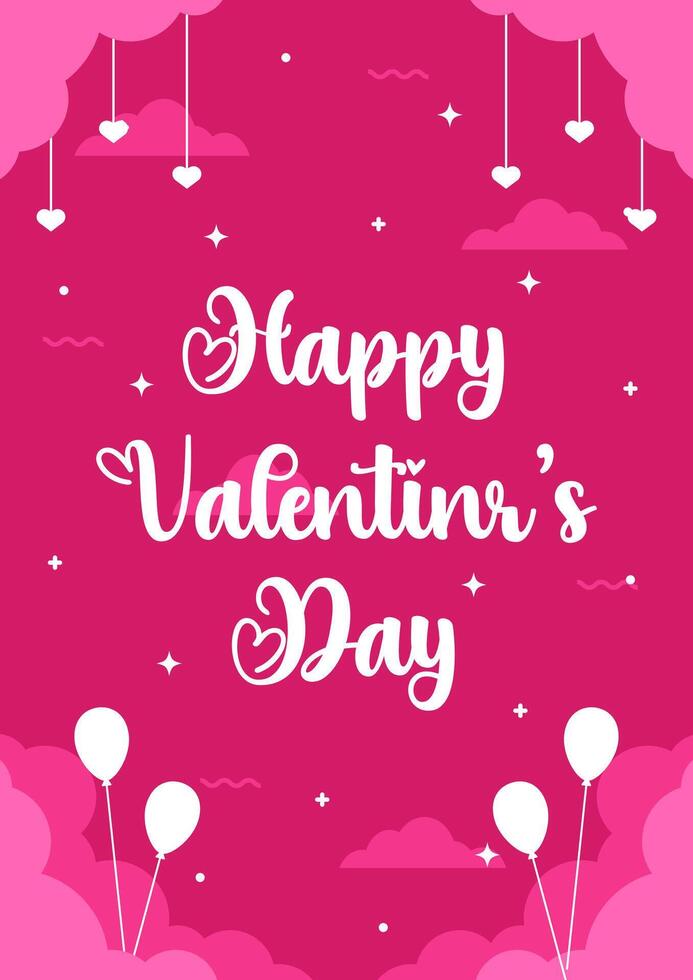 Pink Valentine's Day poster template background vector