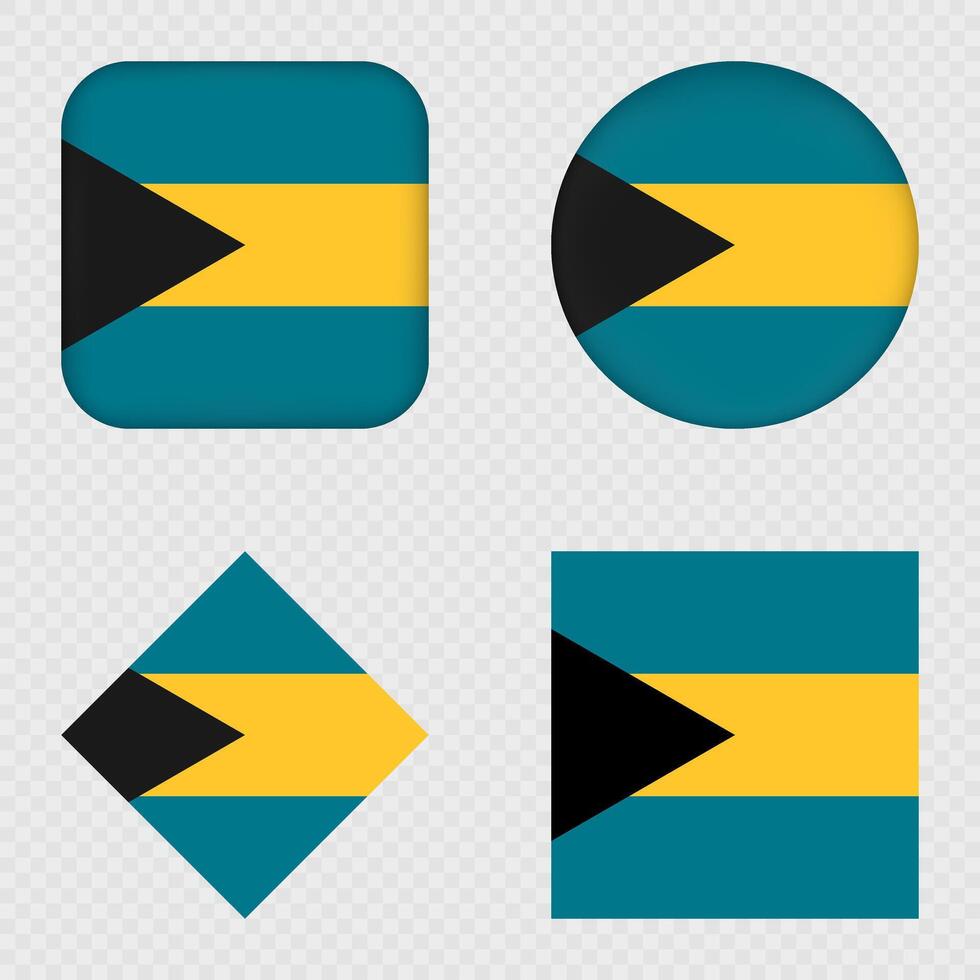 Bahamas Flag Icons Pack. vector