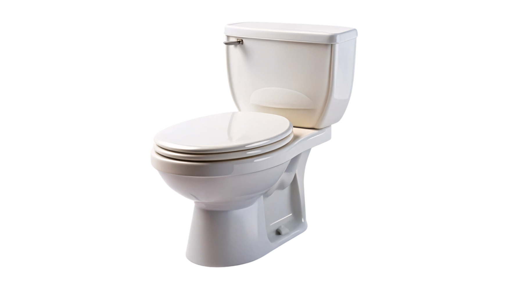 An angle of the white ceramic toilet, offering a slightly different perspective, showing its smooth surface and functional design for modern restrooms png