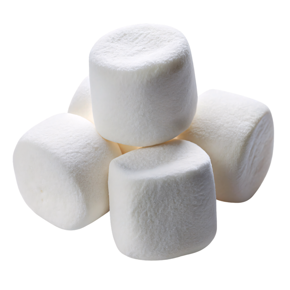 A stack of soft, cylindrical marshmallows in pristine white, with their fluffy texture almost palpable, evoking a sense of cozy treats png