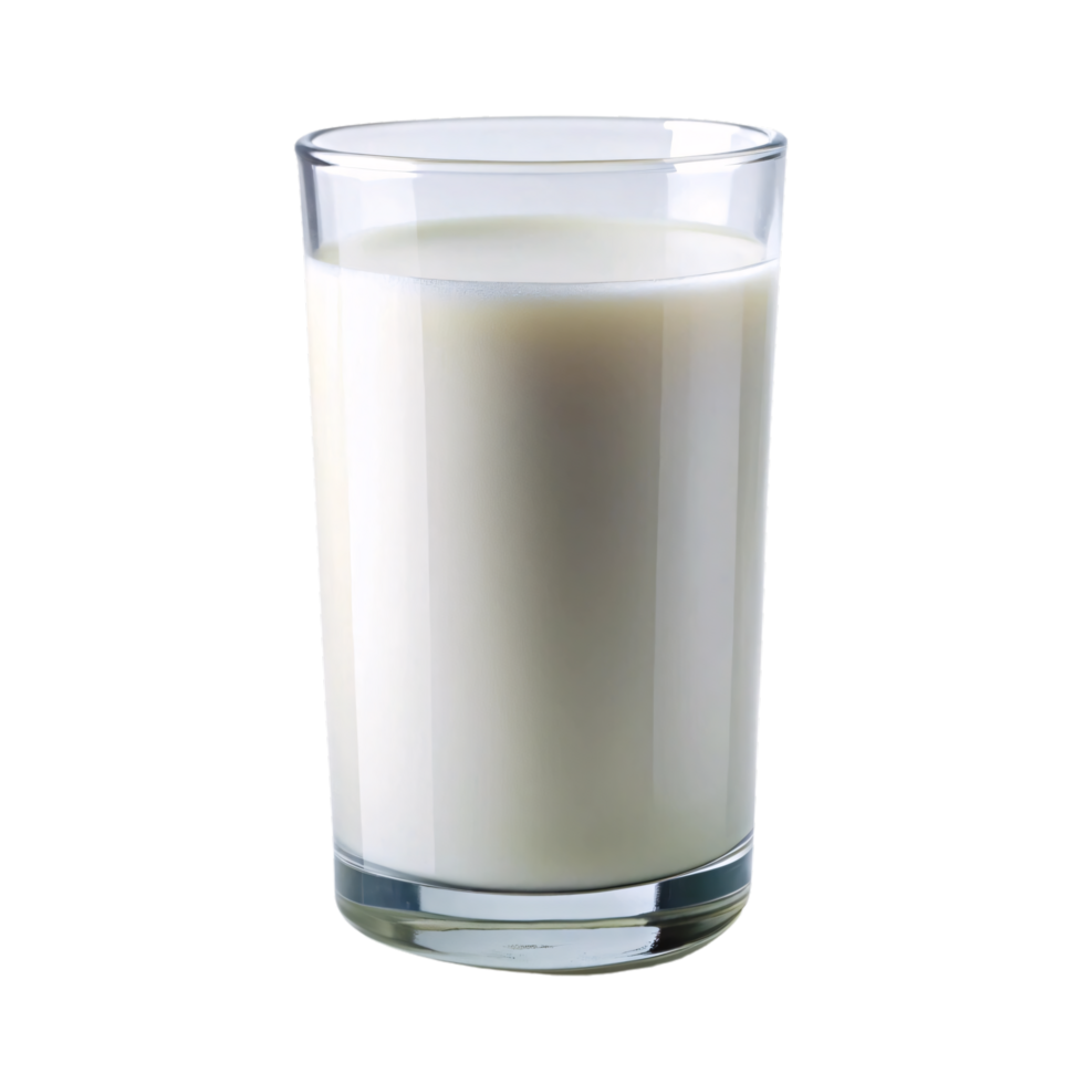 A clear glass filled with creamy milk, capturing a refreshing and nutritious drink in a minimalist presentation png