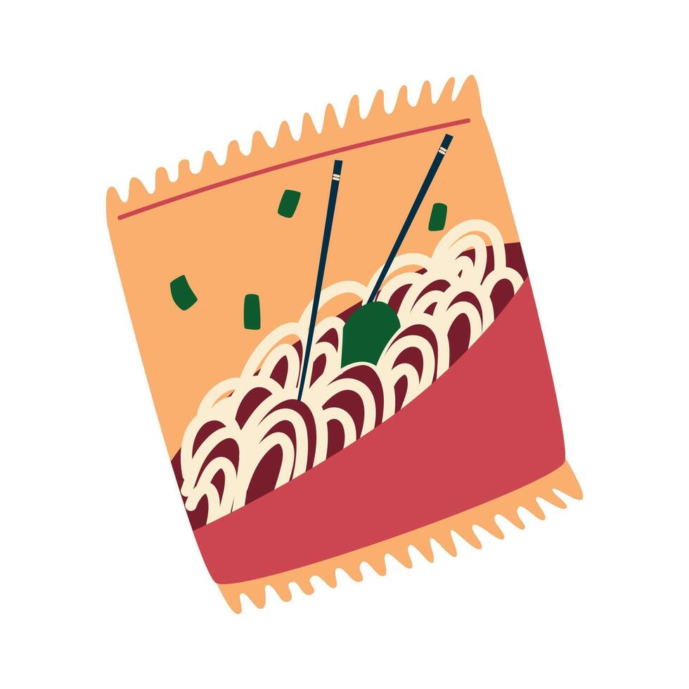 Packaging of instant noodles. Asian fast food vector