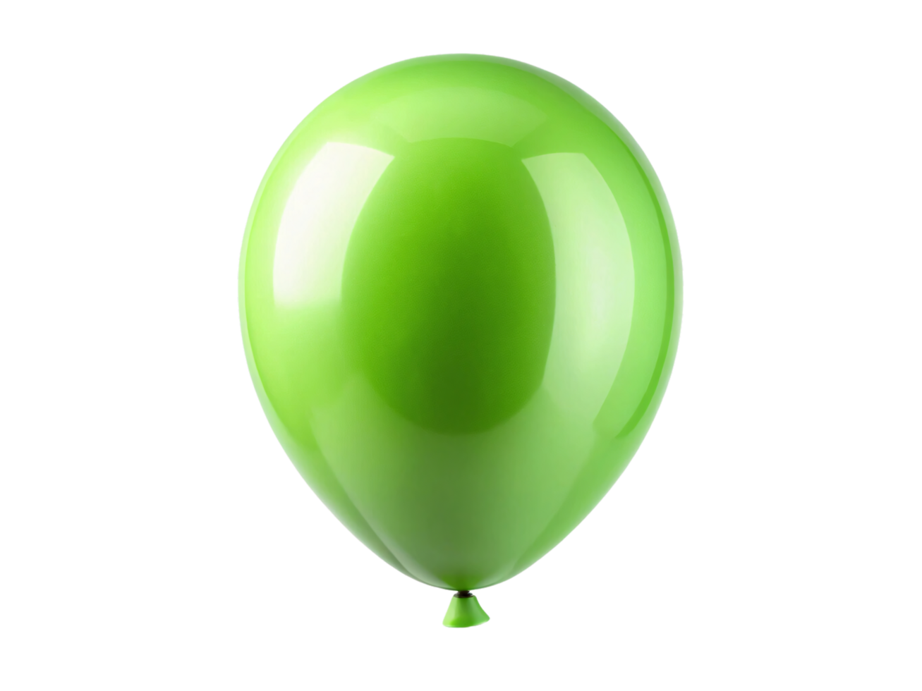 A green balloon in light reflection, showcasing the shiny, smooth surface of the floating green balloon in a minimalist setting png