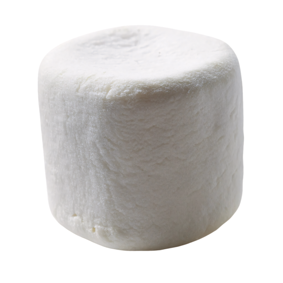 A close-up of a single, soft, fluffy marshmallow, perfect for roasting or hot chocolate, emphasizing its texture and sweetness png