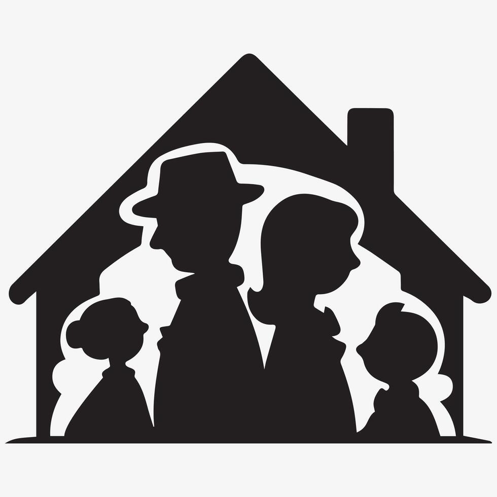 Elegant Black Silhouette Family Designs vector