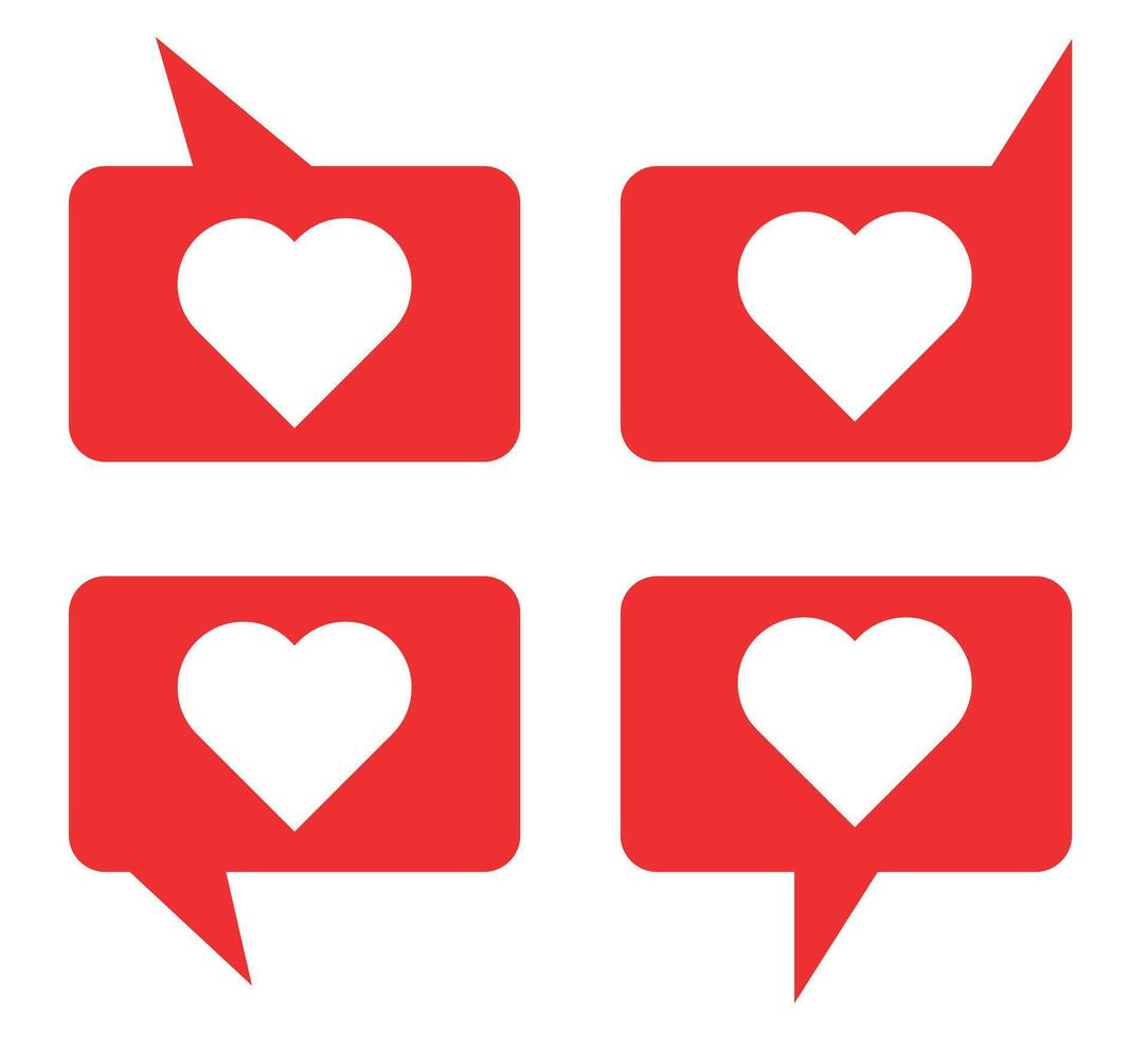 Bubbles with hearts. Set of red bubbles. Bubbles for likes. vector