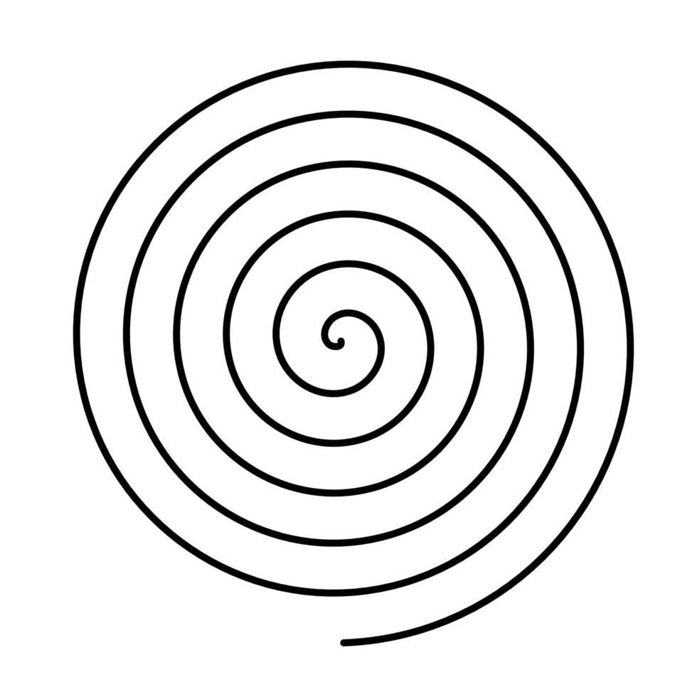 A spiral is shown in a black and white drawing vector