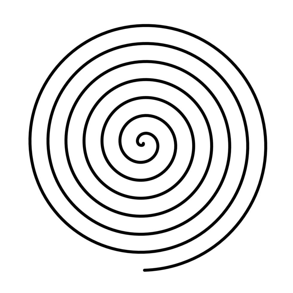 A spiral is shown in a black and white drawing vector
