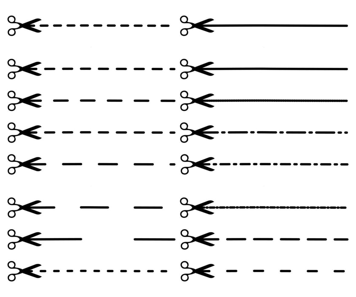 A set of scissors and lines to draw vector