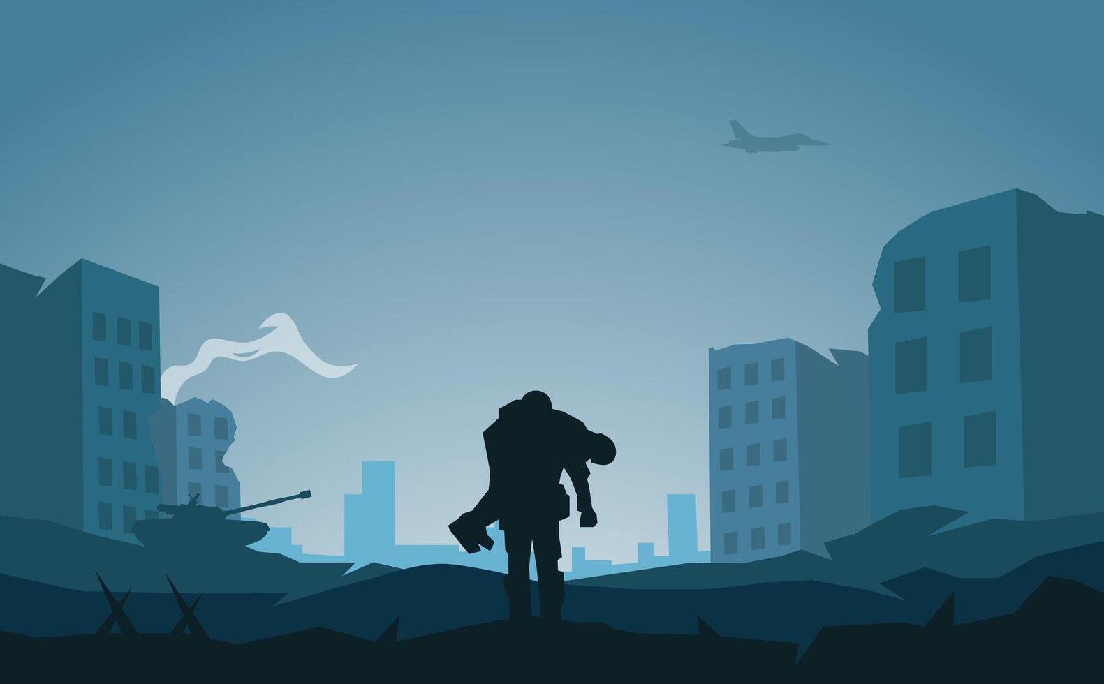 The war has ended with city destroyed vector