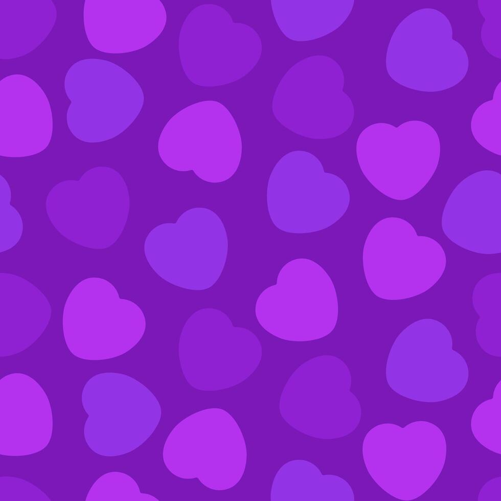 Vibrant Candy Hearts Pattern With Pink, Violet and Lavender Hearts on Black Background vector