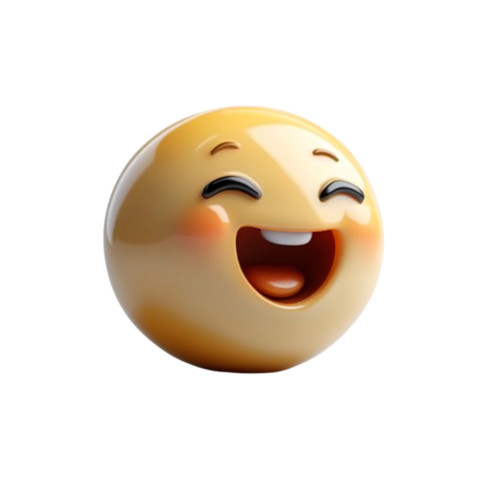 A shiny, 3D-rendered emoji with a joyful, open-mouthed expression, rosy cheeks, and closed eyes, radiating happiness png