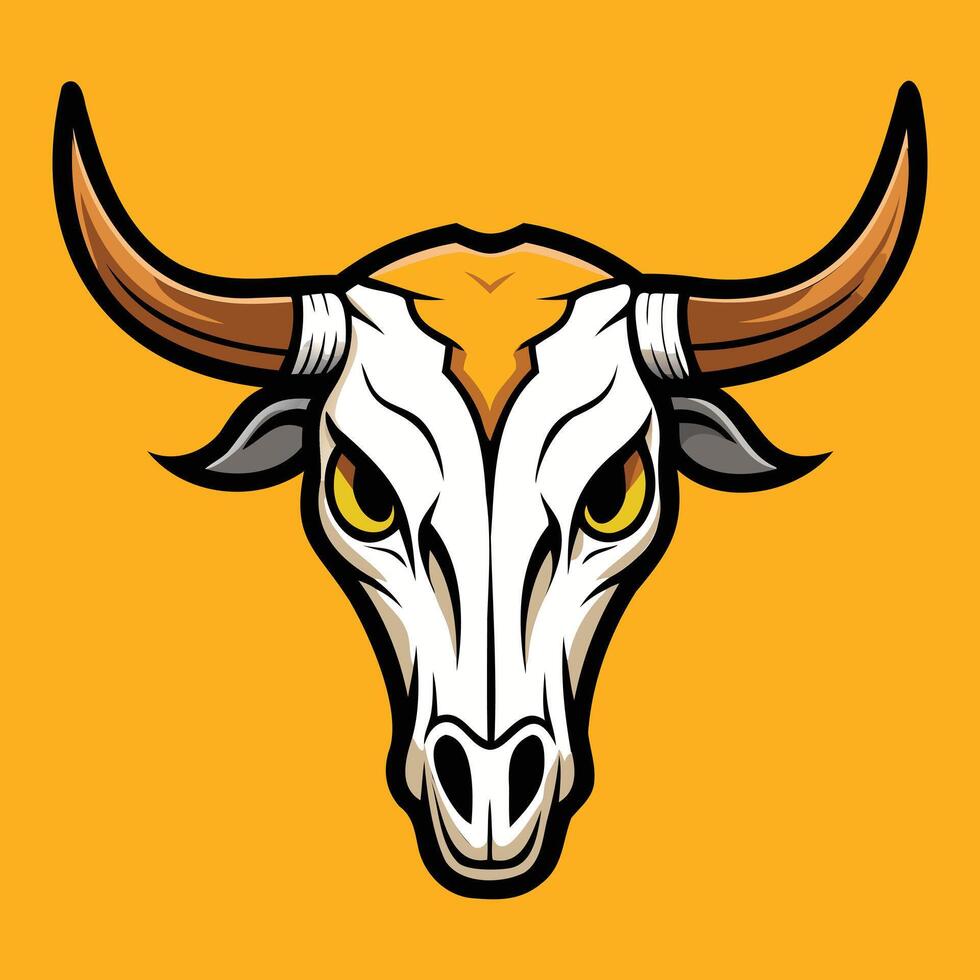 Rustic Cow Head Skull Design vector