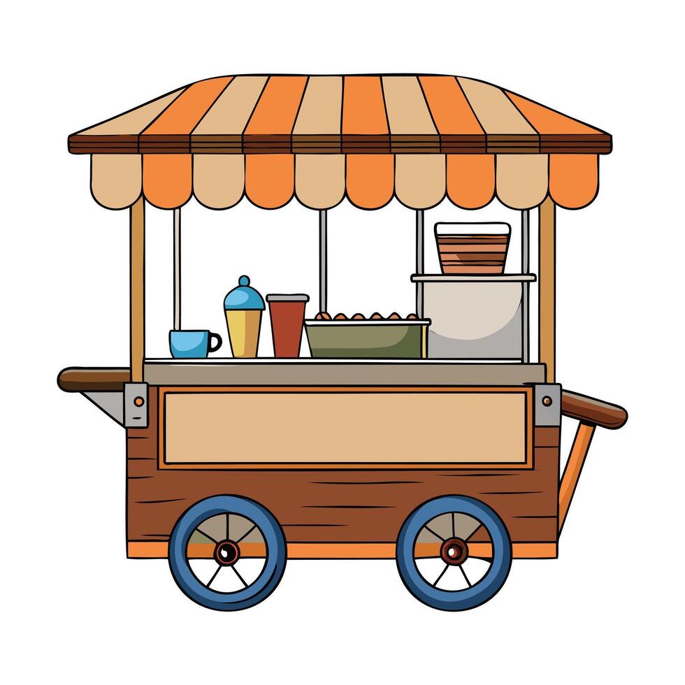 Trendy Cafe Cart Artwork vector