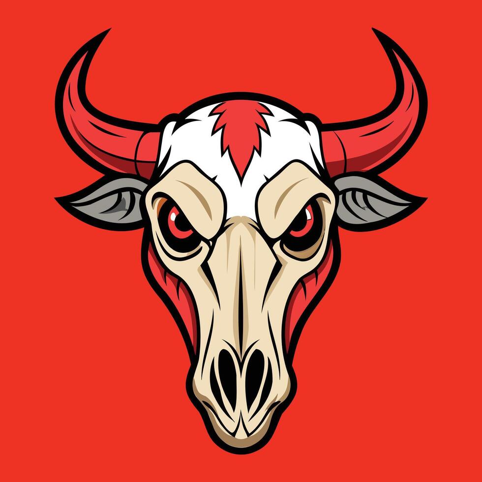 Detailed Cow Skull Illustration vector