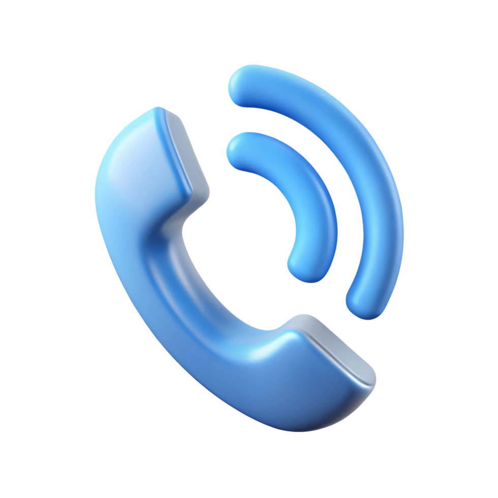 3D Rendered Blue Phone Icon with Transparent Background png