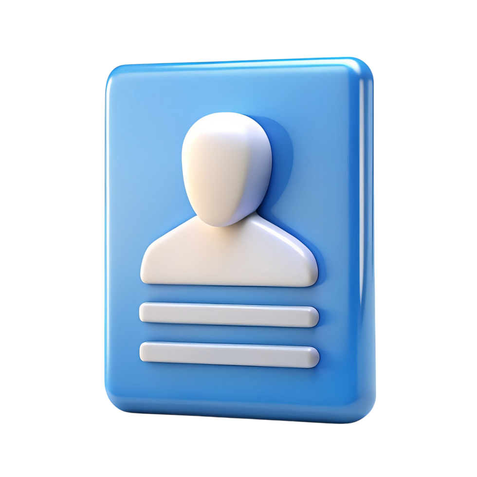 3D Rendered Light Blue Profile Icon with White Details png