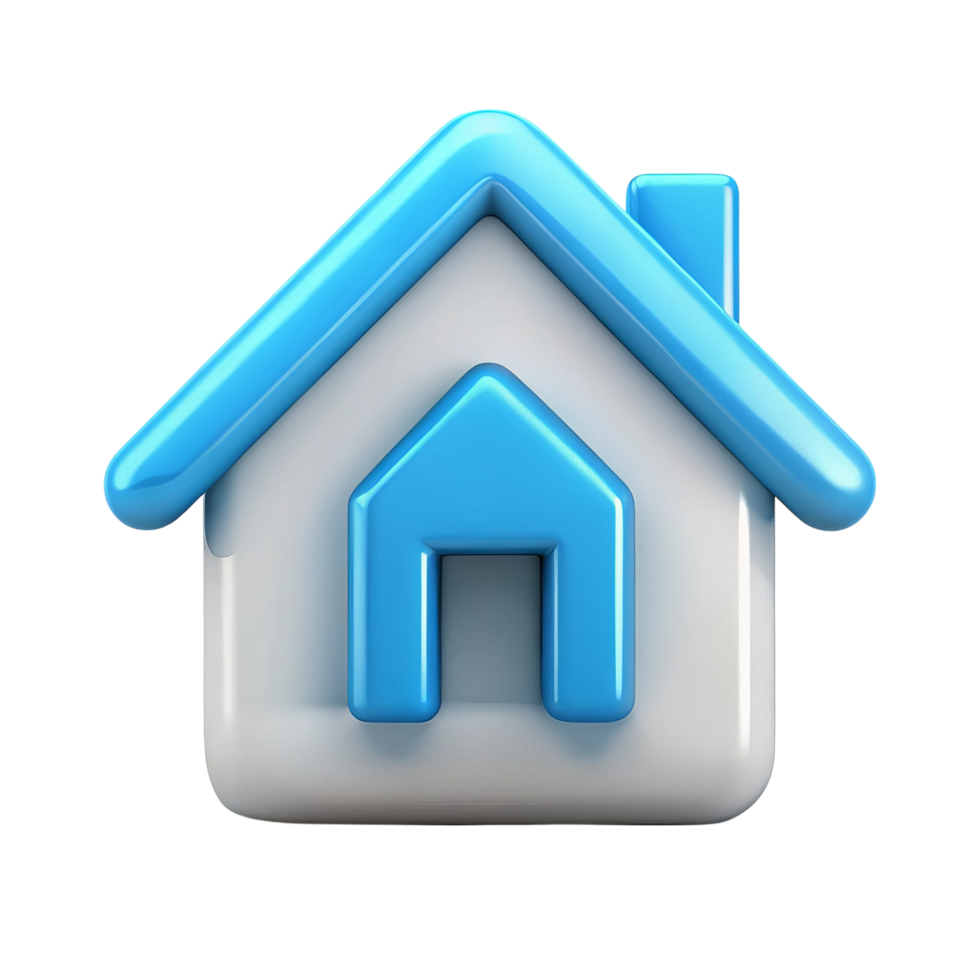 3D Icon of a Blue House Representing Home png