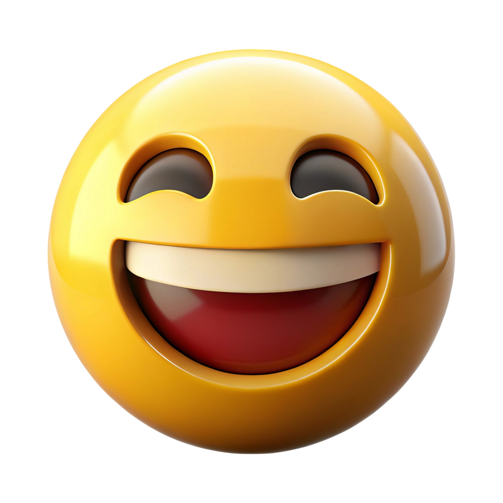 A cheerful 3D laughing emoji. png