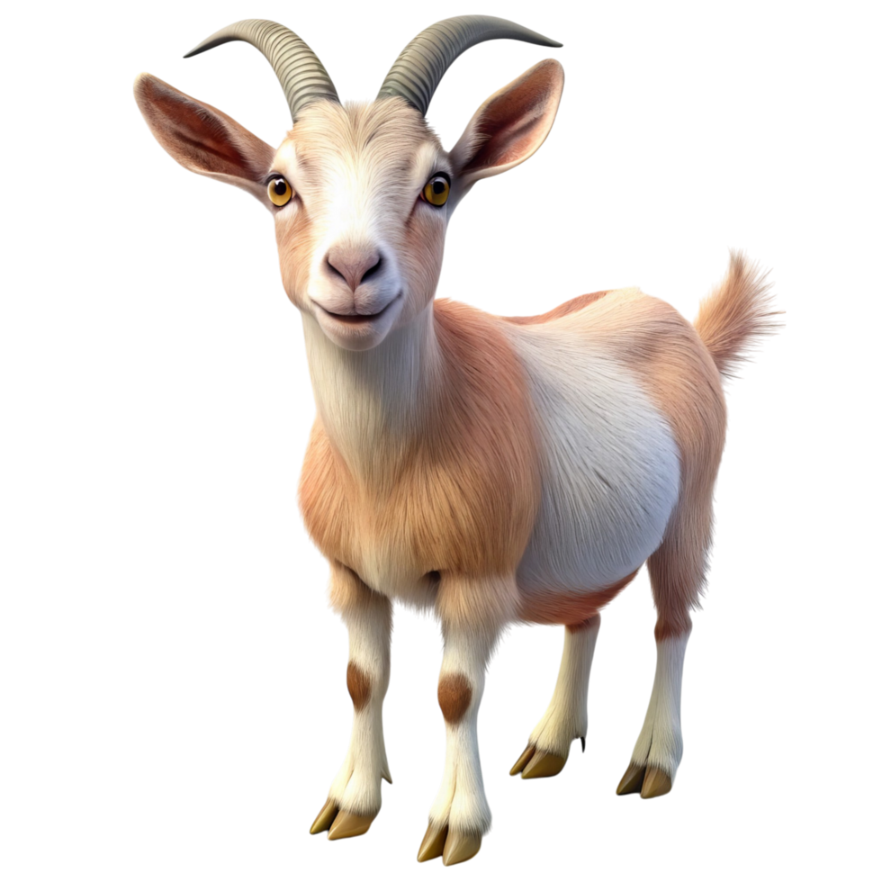 Adorable Cartoon Goat with Friendly Expression png