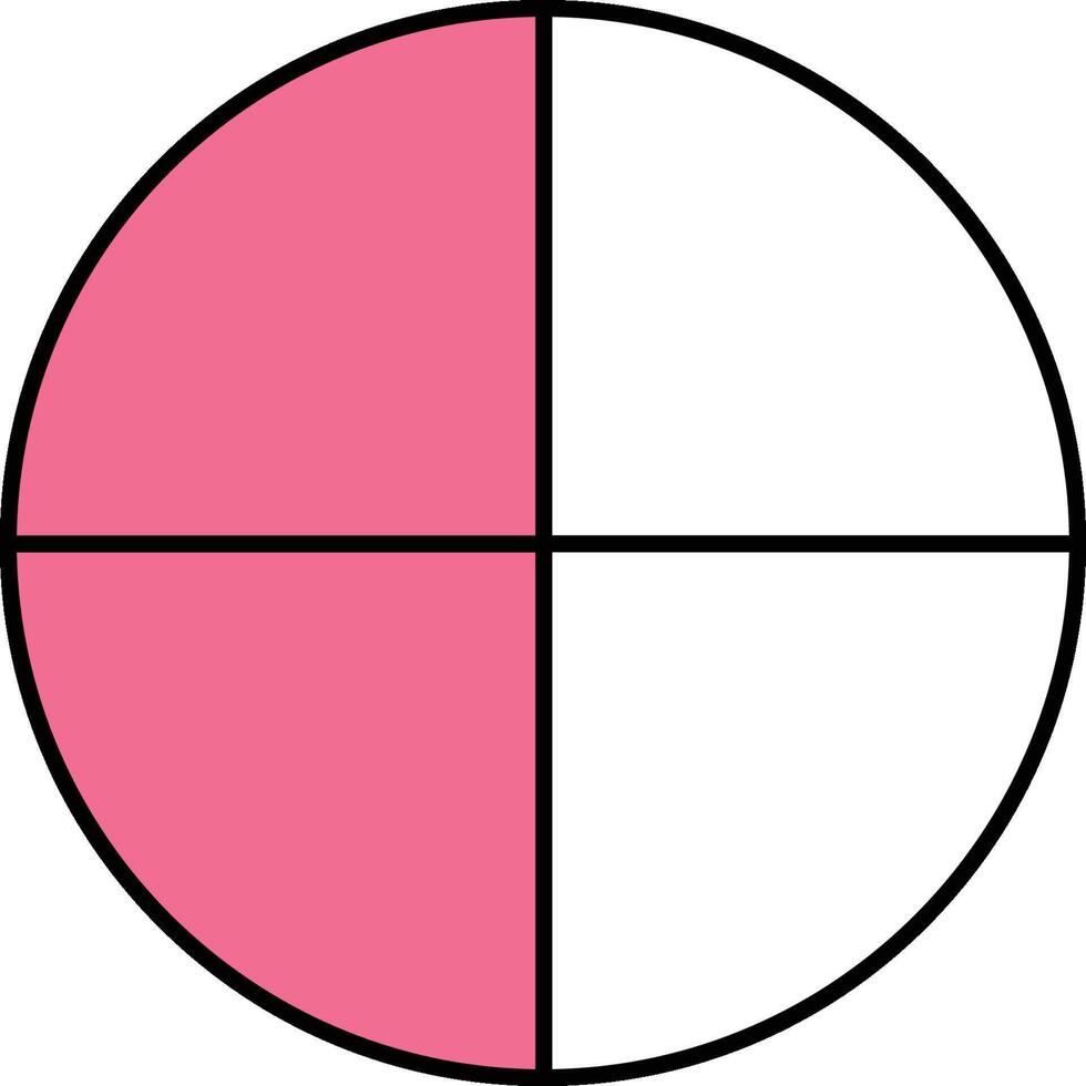 Two Quarters Circle Fraction vector