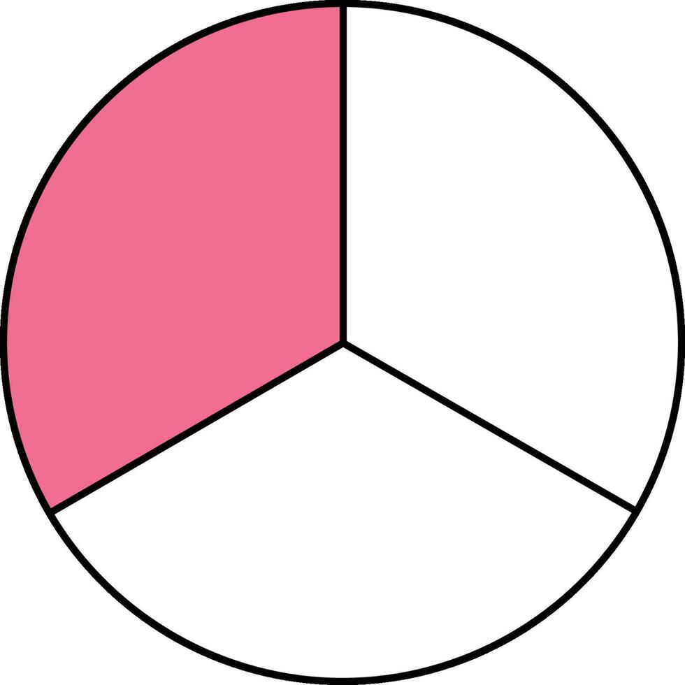One Third Circle Fraction vector